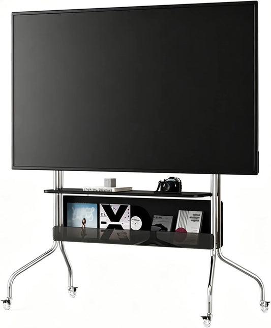 XRRJFYH, Stativfødder, TV stand Rolling bar, til TV Fra 32 til 86 tommer, TV stand fod, TV stand med, Sort, 120 × 60 × 123 cm, 50 kg, 2, 5 cm