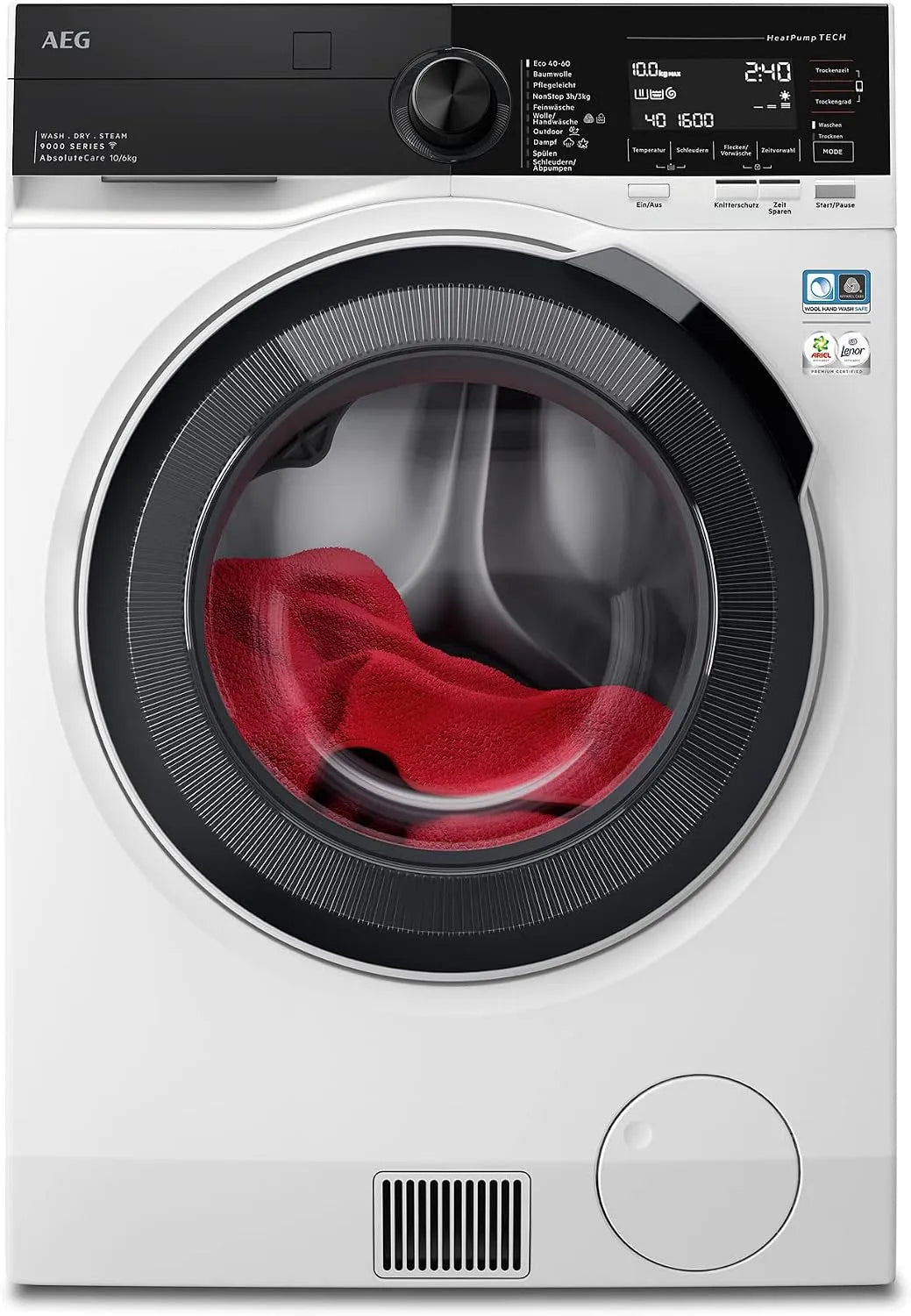 AEG LWR9W80600, Vaske-tørremaskiner, tørretumbler med varmepumpe, SensiDry - skånsom og energibesparende, 10 kg vask, Hvid, 10 kg, 6 kg, 9W