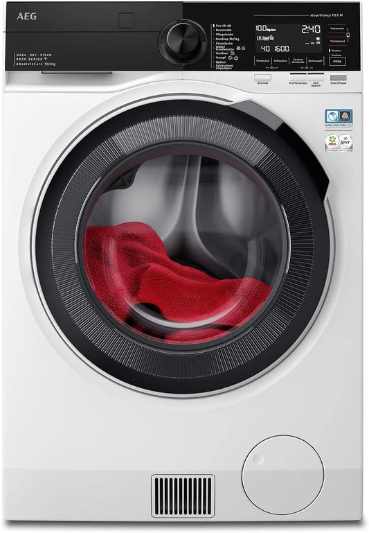 AEG LWR9W80600, Vaske-tørremaskiner, tørretumbler med varmepumpe, SensiDry - skånsom og energibesparende, 10 kg vask, Hvid, 10 kg, 6 kg, 9W