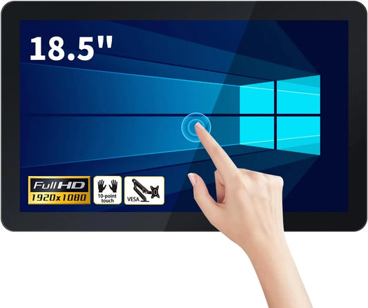 TouchWo 1080P-Display 1080P, Skærme, Industriel computerskærm med 18, 5 inches (47 cm), vægmonteret WiFi & BT, Sort, 18, 5 inch, 47 cm, 4 G