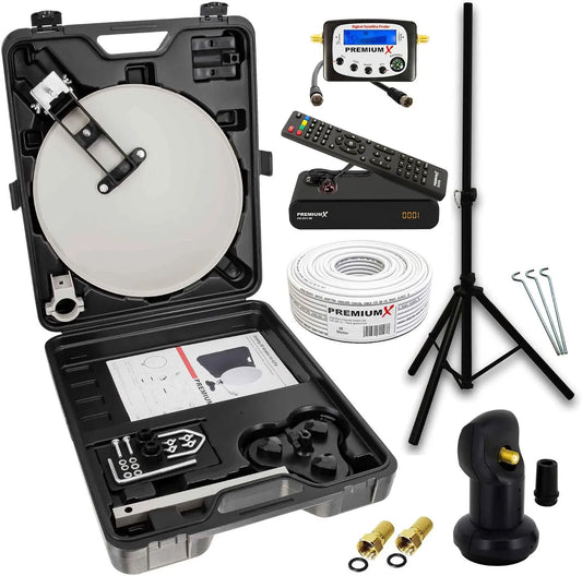 Premium X, ZXQKEEP0QXZ, X, Komplet satellitudstyr, ZXQKEEP1QXZX Mobile Camping SAT plante Satellit-parabol TV Modtager Satellit Finder, Sort, 0, 1