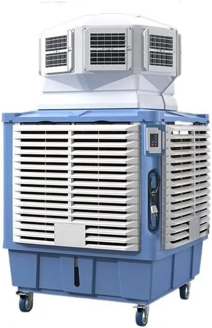 QINGGANG-0224, Luftkonditioneringsudstyr, Klimaanlæg Robust mobil industriel luftkøler med vandkølet ventilator, Hvid, 1100 × 1100 × 1800 mm