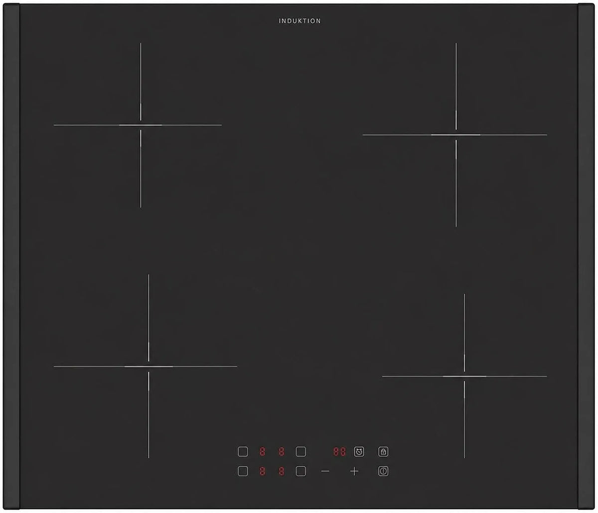 Oranier 4-fach 4-fold, Kogeplader, Kochfeld Induktion 60 cm selv- tilstrækkelig - Glas keramik med 2 sorte side, Rød, 60 cm, 590 mm, 55 mm