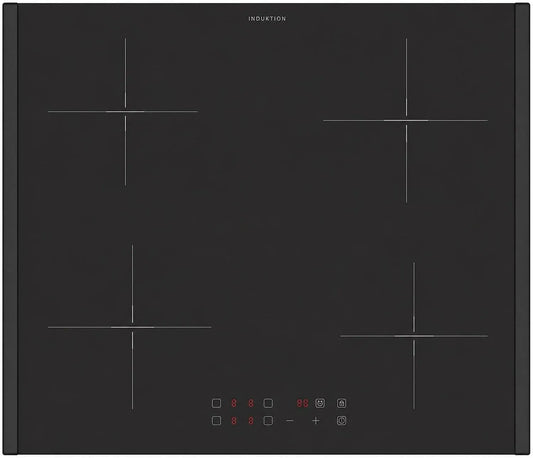 Oranier 4-fach 4-fold, Kogeplader, Kochfeld Induktion 60 cm selv- tilstrækkelig - Glas keramik med 2 sorte side, Rød, 60 cm, 590 mm, 55 mm