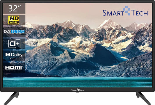 Smart Tech DVB-C SMT32N30HC1L1B1, TV'er, /-S2/-T2 80cm (32 tommer) LED-tv (HD, Triple Tuner ( / -S2 / -T2), 60 HZ, HDMI, Sort, 1L, 80cm