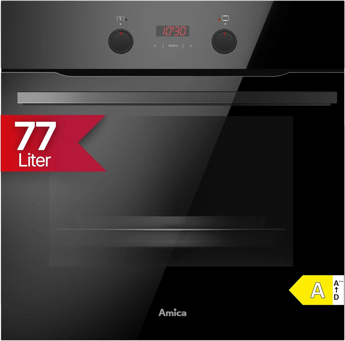 Amica, Ovne, build- in ovn 77 L 59, 5x59, 5x57, 5 cm XXL madlavning kammer ABE 94410 S, Sort / sølv, 77 L, 5 cm