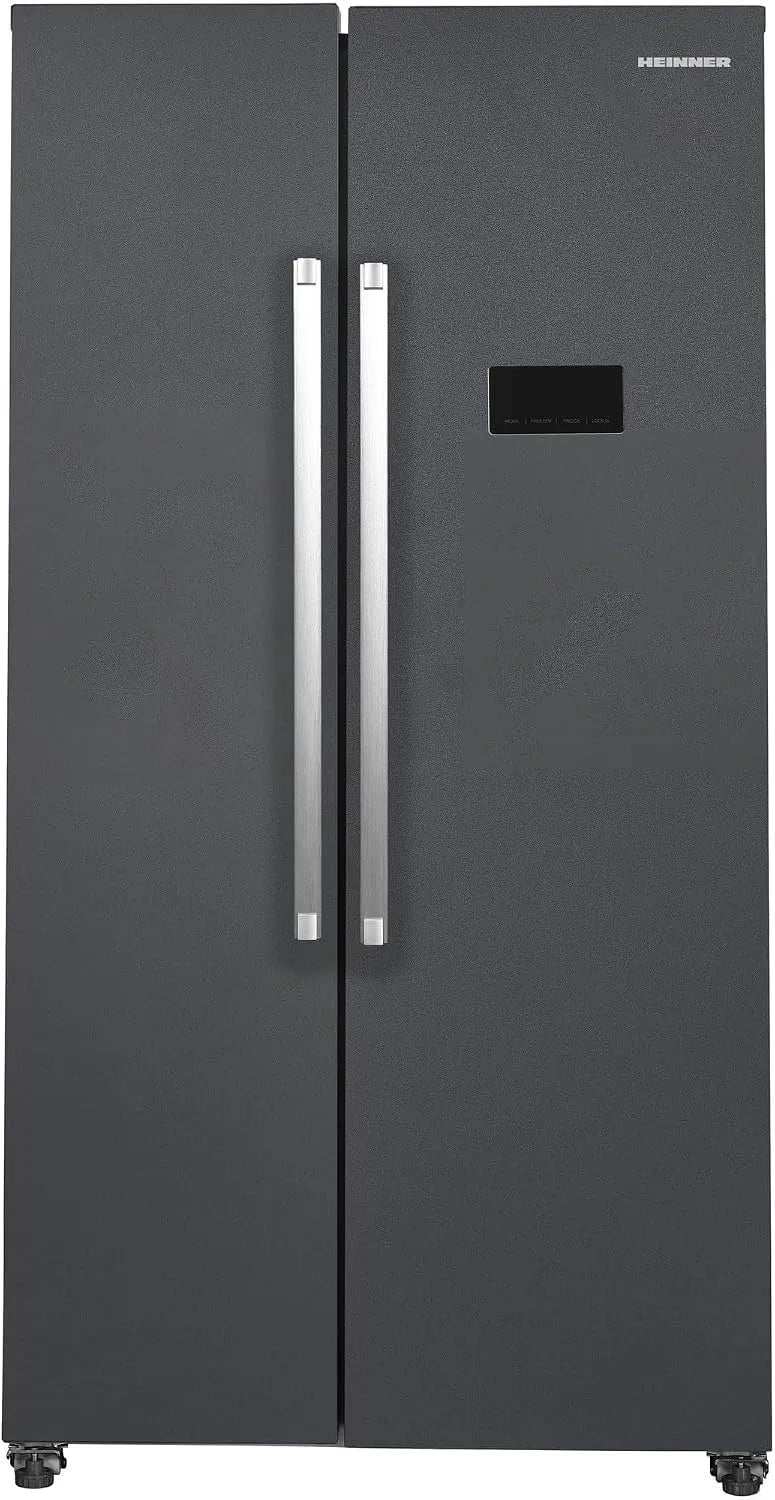 HEINNER HSBS-HM442NFINVDGE, Køle-/fryseskabe, Side- by- Side 442 L - Total No Frost, Inverter Compressor, Super Cooling & Super, Sølv