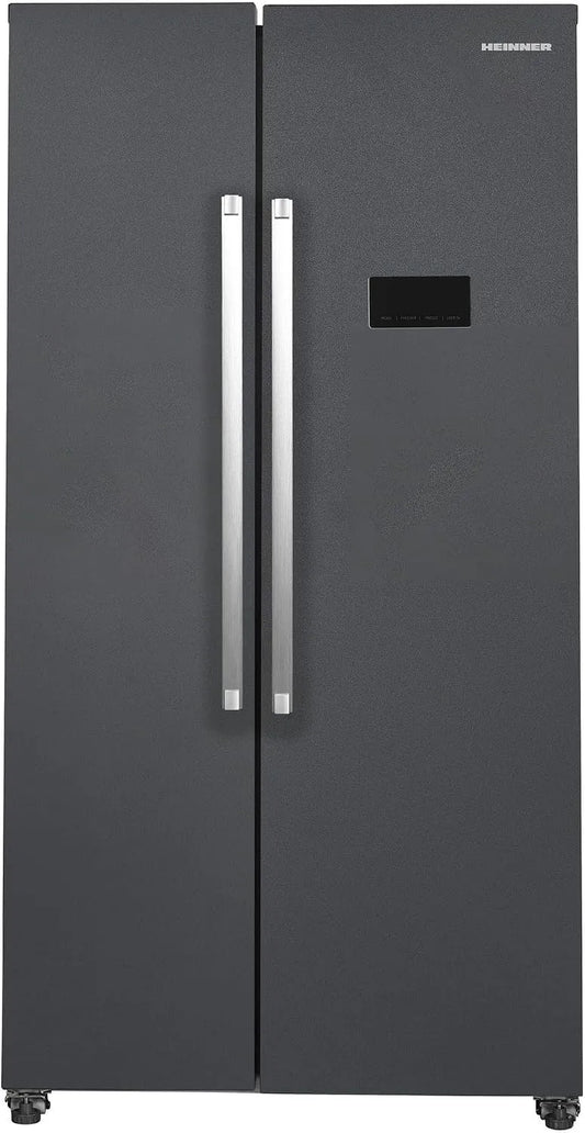 HEINNER HSBS-HM442NFINVDGE, Køle-/fryseskabe, Side- by- Side 442 L - Total No Frost, Inverter Compressor, Super Cooling & Super, Sølv
