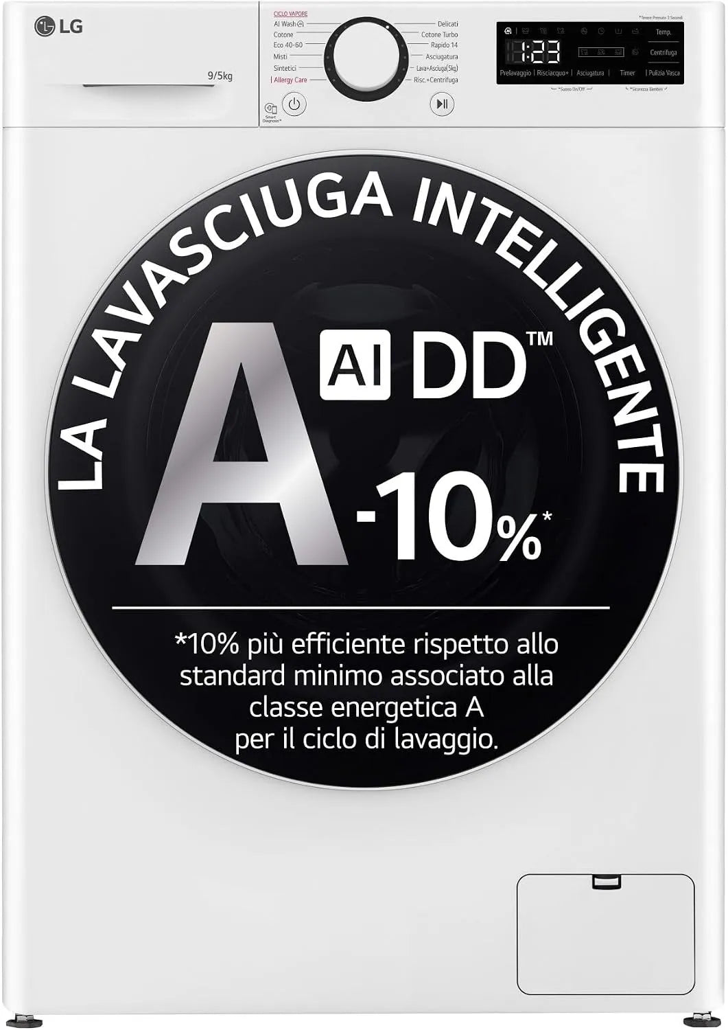 LG, Vaske-tørremaskiner, Lavasciuga libera installazione AI DD, Hvid, 2 kg, 2W