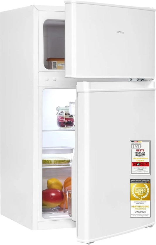 Exquisit 4-Sterne, Køle-/fryseskabe, Udsøgt køleskab med fryser, 85 l, 4 stjerner, LED, Lille, Hvid, 61 l, 24 l, 2, 4 kg