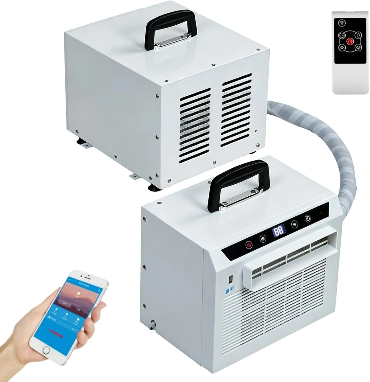 YXYLJOZ 24-Stunden-Timer, Mobile klimaanlæg, Split klimaanlæg 3000 BTU, touch panel & fjernbetjening, Ingen montering, Hvid, 3000 BTU, 13000 BTU