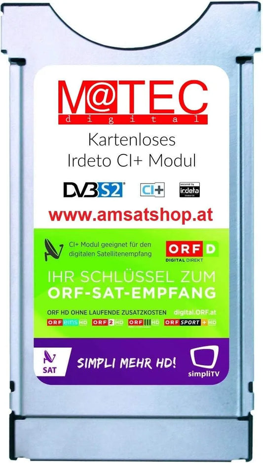 M@TEC, CI-moduler, ORF DIGITAL DIREKT Irdeto CI + modul til satellit (uden kardinal, intet kort, Sort, 10 x 0, 5 x 5, 8 cm
