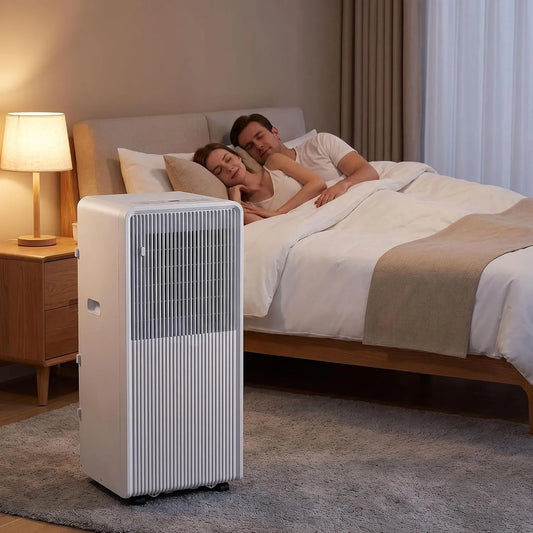 GIOFEOIK, Mobile klimaanlæg, Bærbar aircondition 12000 BTU, stille 48 dB klimaanlæg med fjernbetjening, Hvid, 12000 BTU, 48 dB, 10000 BTU, 45 l