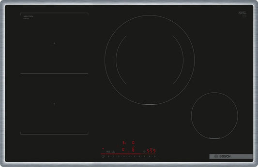 Bosch PVS845HB1E, Kogeplader, Series 6 Smart induktionsspole (autarkic), 80 cm bred, kombination af to, Sort, 80 cm, 28 cm, 29 cm