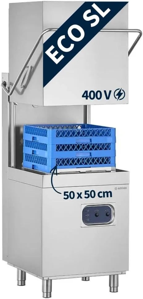 GastroHero HSME54SL, Opvaskemaskiner, hætte opvaskemaskine 50x50 cm, 400 V, rustfrit stål, Sølv, 50x50 cm, 415 mm, 10, 8 kW