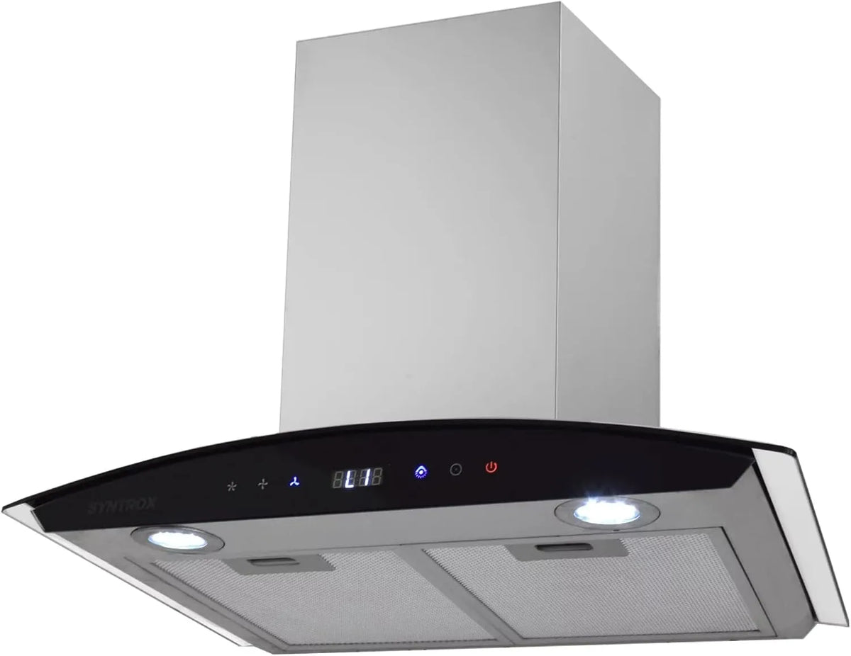 Syntrox Germany, Frithængende emhætter, Syntrox Tyskland rækkevidde hætte 60 cm med touch skærm, moderne madlavning, Sort / sølv, 60 cm