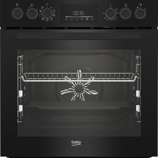 Beko BBUM17341BE b300, Komfursæt, Bygge- og anlægsudstyr, multifunktionel ovn med 9 varmetyper og keramisk kogetop, Sort / sølv, 9 v, 180 mm