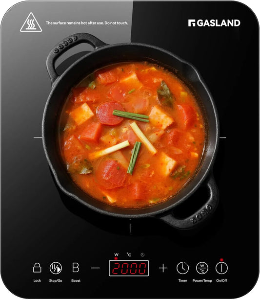 GASLAND 3-Stunden-Timer IH271BTA, Kogeplader, Induktionskogeplade 1 plade, enkelt induktionskogeplade 2000W, 27 cm varmeplade, Sort, 2000W, 27 cm