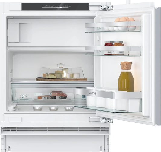 Siemens KU22LADD0 iQ500, Køle-/fryseskabe, Smarter underbygning køleskab med fryser, 82 x 60 cm niche, 110 L, hyperFresh, Hvid, 22L, 82 x 60 cm