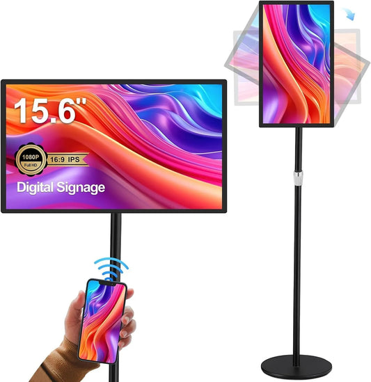 AYSTekMann 64GB, Digital signage skærm Indendørs interaktive LCD Touch skærm Kommerciel reklame, Sort, 5G, 4G, 64G, 1920 x 1080