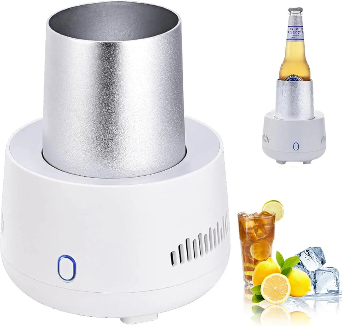 QYOEGSQ, Vin- og champagnekølere, Transportabelt minikøleskab, ølkøler, USB-køleskab, hurtigdrikkekøler, Hvid, 7 x 12 x 16 cm, 20W, 7 cm, 2 g