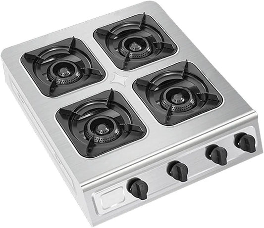 Generisch 4-Loch-Gastronomie-Brenner 4-huls, Robust gas komfur - gastronomi brænder til udendørs brug med støbejern LPG, Sort, 570 mm, 470 mm