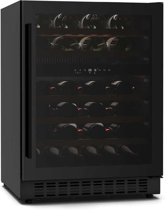 Klarstein, Vinskabe, Velaire vin køleskab 2 zoner - 46 flasker, 5-22 ° C, touch, LED, UV-beskyttelse, Sort, 41 dB, 5 × 56 × 82 cm, 39 kg