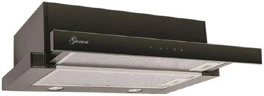 Gurari 1000m3, Underbyggede emhætter, Flad skærm hætte GCH B 117 BL PRIME, monteret område hætte 60 cm, Sort, glas, 60 cm, 596 mm