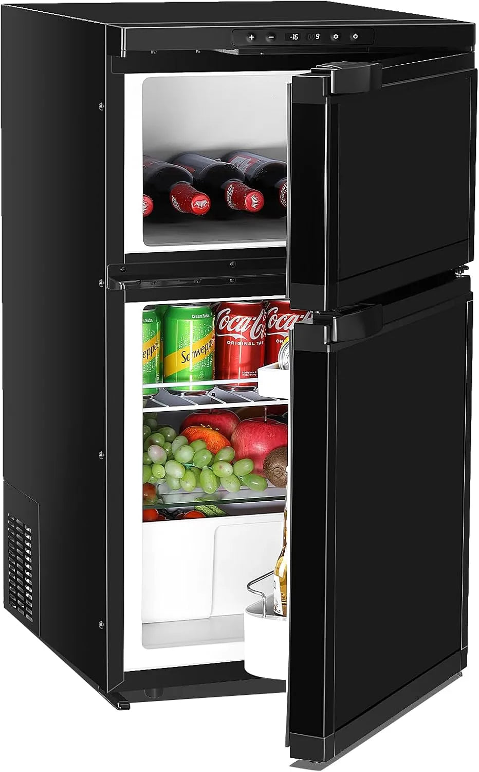 ISINEVER 12/24V, Køleskabe, 80L Kompressor køleboks, Kølefryser Kombination, Lille køleskab med fryser, Hvid, 24V, 80L, 230V, 50, 8 L