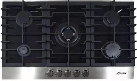 Kaiser, Kogeplader, KCG 9386 Gas- Kochfeld 90 cm Autark - Gas komfur lavet af sort glas med 5, Sort, 9386 G, 90 cm, 3, 8 kW, 86 cm