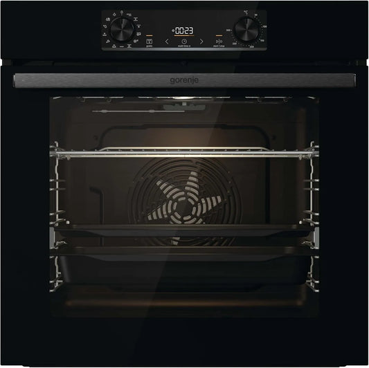 Gorenje E13BG, Ovne, 738415 OptiBake BOS 6737 Build- in ovn / 77L / varm luft / ExtraSteam /, Sort, 77L, 5 x 59, 5 x 56, 2G