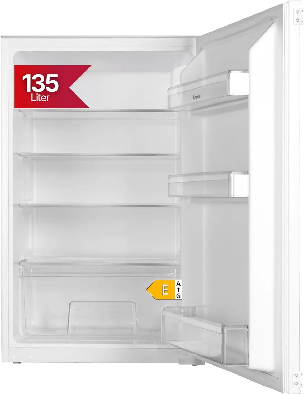 Amica, Køle-/fryseskabe, EVKS 16172-1 bygget-i køleskab 88 cm niche træk dør inverter kompressor 135 L LED, Hvid, 88 cm, 135 L