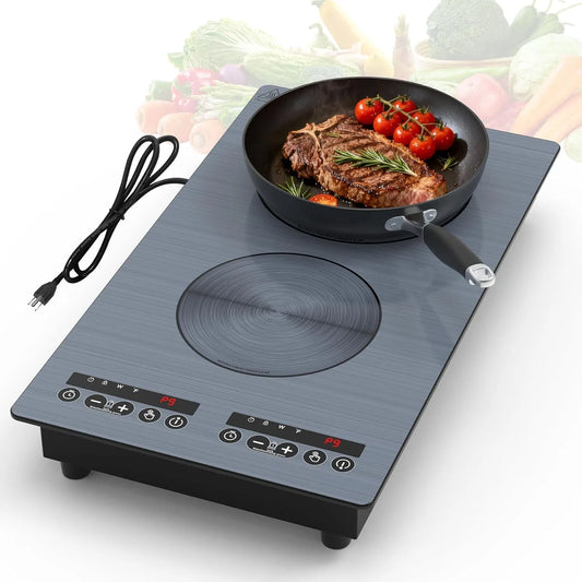 VBGK, Kogeplader 2 kogeplader, 220 V 3000 W dobbelt brænder kogeplade med LED touch, Sort, 220 V, 3000 W, 1800 W, 1200 W