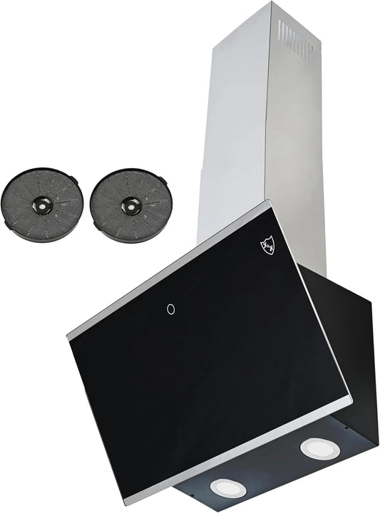 K&H GFMG-60E, Væghængte emhætter, K & H Hovedløse område hætte 60cm væg hætte [UMLUFT & ABLUFT] - Trigger hætte med, Sort, 60cm, 3 l, 30W, 2x 1