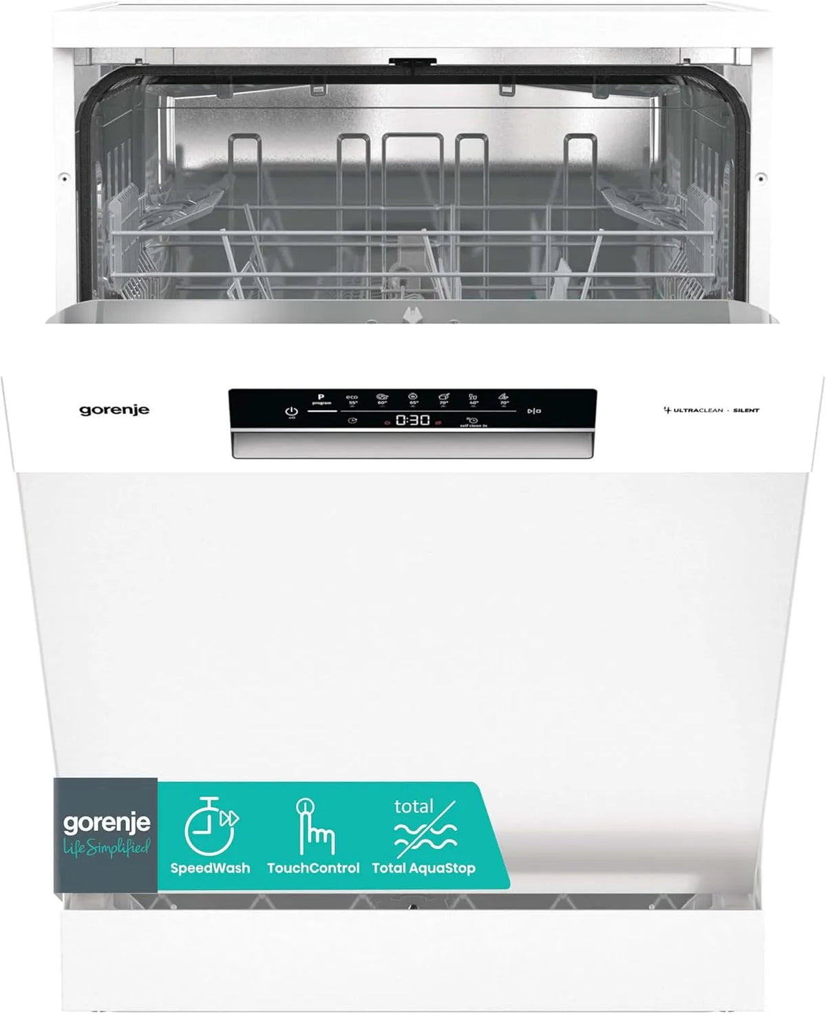 Gorenje GS642E90W, Opvaskemaskiner, 60 cm, Aftagelig opvaskemaskine, 13 skræddersyede lofter, Total AquaStop, komplet, Hvid, 90W
