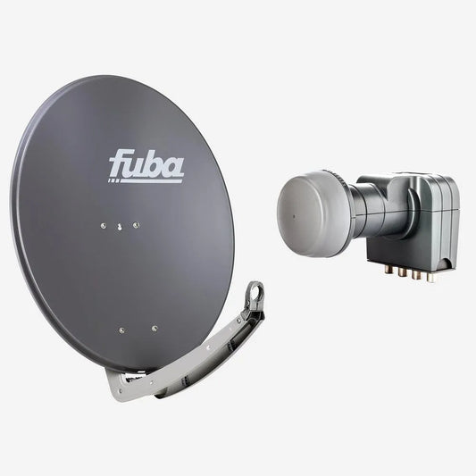 Fuba, Komplet satellitudstyr, Sat Appendix 4 Deltagere, Sort, Full HD, 4K, 8K, 74 x 84 cm
