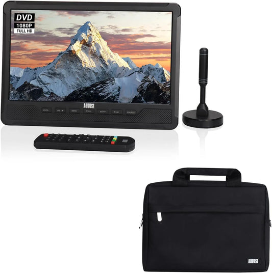 August DA383 BAG383, TV og hjemmebiograf, Transportable 10 ′ ′ HD TV med DVD-afspiller, herunder rejsesæk - Mobilfjernsyn, Sort