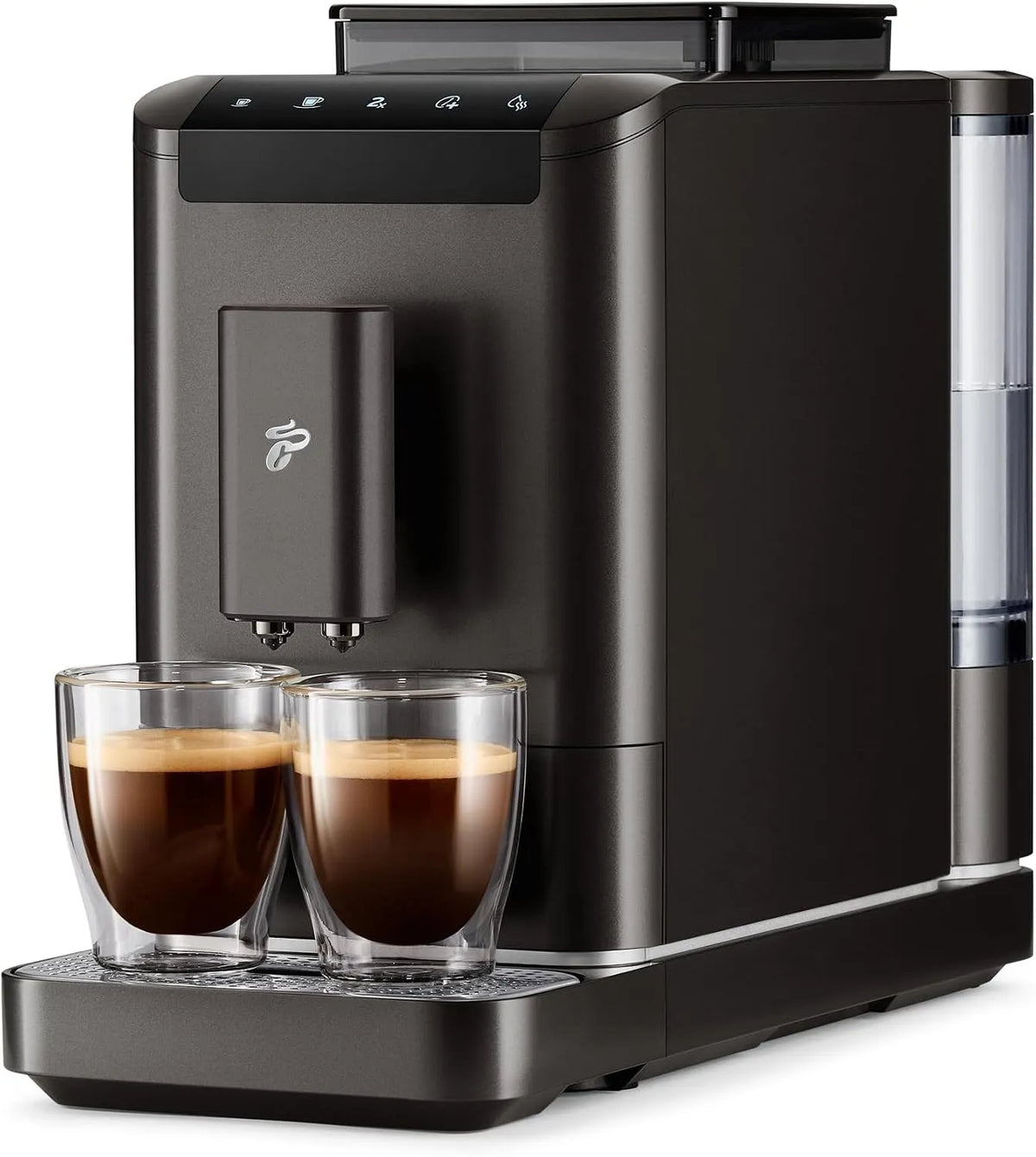 Tchibo 2-Tassen-Funktion Esperto2, Fuldautomatiske kaffemaskiner, kaffemaskine Caffè med 2-cup funktion til Caffè Crema og Espresso, Granite sort
