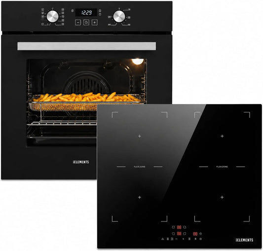 KB ELEMENTS, Komfursæt, Autonom komfur sæt 60 cm - build- i ovn med Air Fry & Steam Clean, induktion, Sort, 60 cm, 59 cm, 73 L, 3000 W