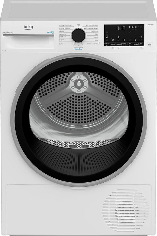 Beko B7T89209, Varmepumpetørretumblere, tørretumbler, 9 kg, front loader varmepumpe tørretumbler, 15 programmer, sensor, Hvid