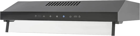 Cutycaty, Underbyggede emhætter, Understrukturområde hætte 60cm lavere kabinet område hætte, cirkulerende hætte, Sort / sølv, 60cm, 100W, 3 v