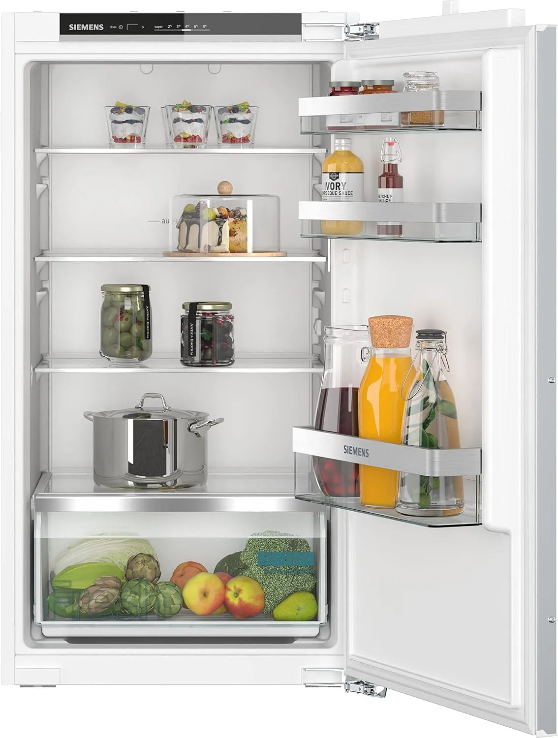 Siemens KI31R2FE0 iQ300, Køle-/fryseskabe, built- i køleskab med flad hængsel, 102, 5 x 56 cm, 165 L køling, LED belysning, Hvid, 165 L