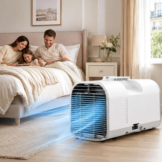smafoseedding 4-In-1, Mobile klimaanlæg, 4--1 camping klimaanlæg, bærbar klimaanlæg, mobil aircondition, professionel, Hvid, 1300W, 330 W, 400 W