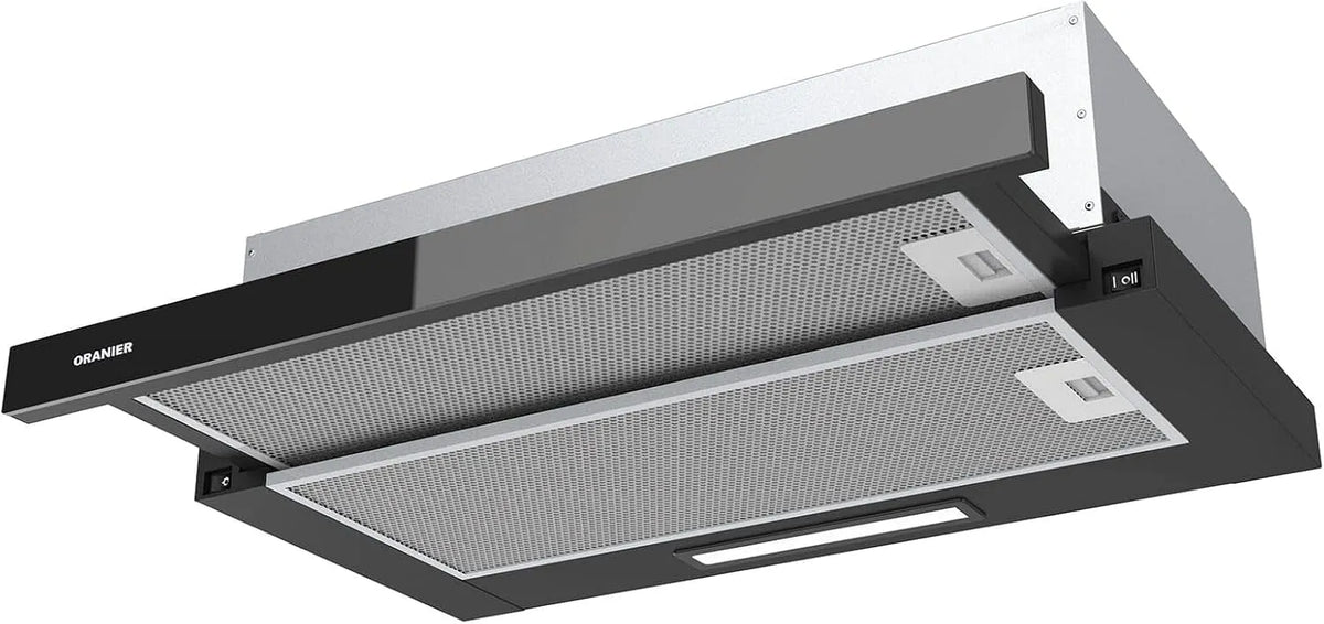 Oranier FLA460, Underbyggede emhætter, Orani Flat- skjold hætte 60 cm sort, 60 cm, 65 dB, 1 x 3, 0 W