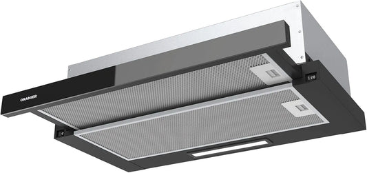 Oranier FLA460, Underbyggede emhætter, Orani Flat- skjold hætte 60 cm sort, 60 cm, 65 dB, 1 x 3, 0 W