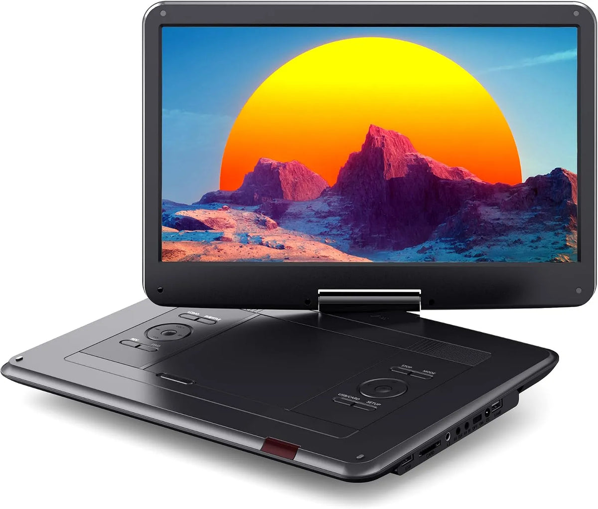 WOLFANG, Bærbare dvd-afspillere, 17, 5 tommer Portable DVD-afspiller, 15, 6 tommer HD-skærm, 6 timers spil, Sync TV, Sort, 6 ', 1280 x 800, 64G