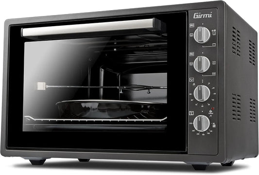 Girmi FE58, Ovne, cirkulerende luft ovn med roterende skeer, 300 ° C, 58 liter, 1800 W, interiør, Sort / sølv, 58 l, 41 cm