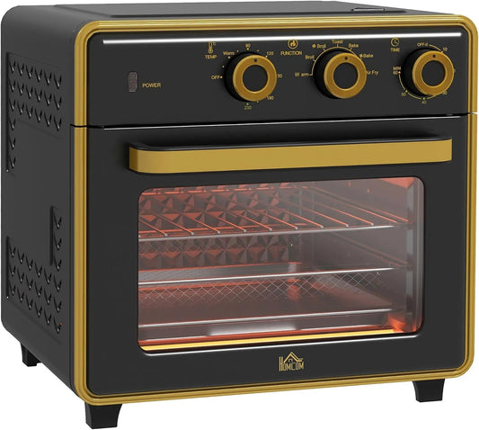 HOMCOM, Miniovne, Miniovn med cirkulerende luft 20L Miniovn, bageplade, 1400W, metal, Sort / sølv, 20L, 36L, 36.1L