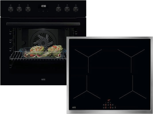 AEG AH43B OU5AE20AK, Komfursæt, Sæt af + OIX64A00XB induktionsbeholder, Sort, 60 cm, 71 l, 40 W, 3200W