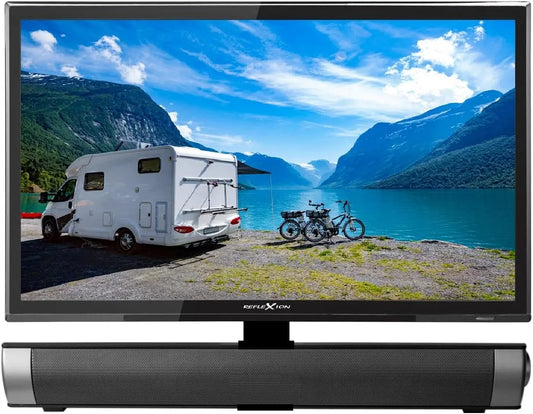 REFLEXION DVB-T2 LEDW24SB, TV'er, Refleksion LED-tv (24 tommer) med soundbar til autocampere med DVB- T2 HD, Sort, 12 v, 24 v, 2 x 24